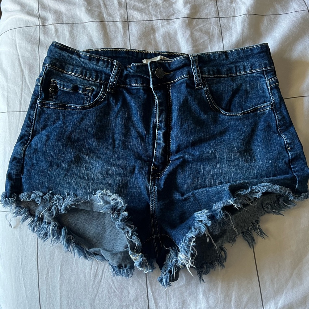 Dark Wash KanCan Denim Fringed Jean Shortts